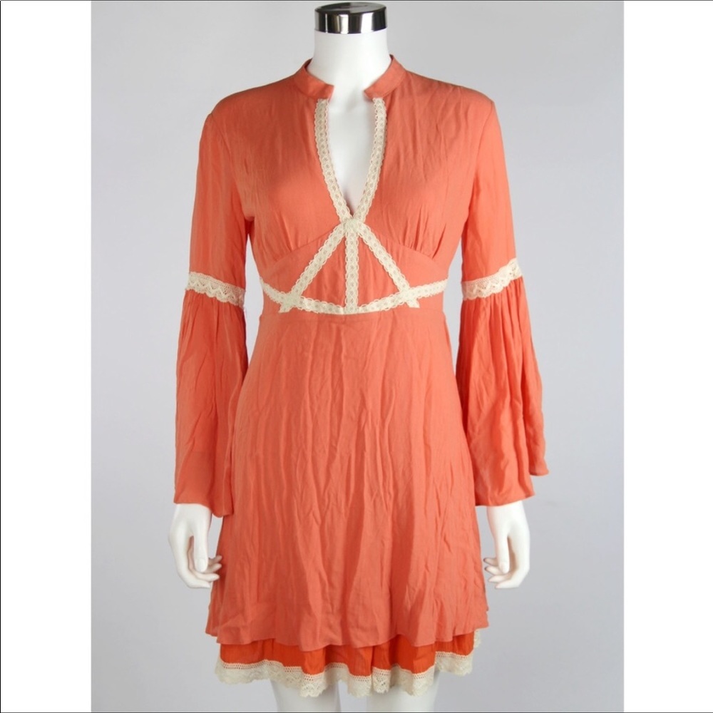 Ark and Co. Bell Sleeve Lace Boho A-line Dress